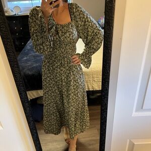 Floral Green and White Women's Dress